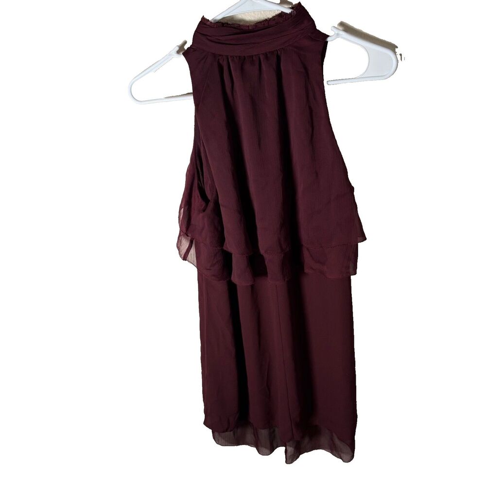 White House Black Market Tank Top Women's 2 Maroon Ruffled Layered Shirt